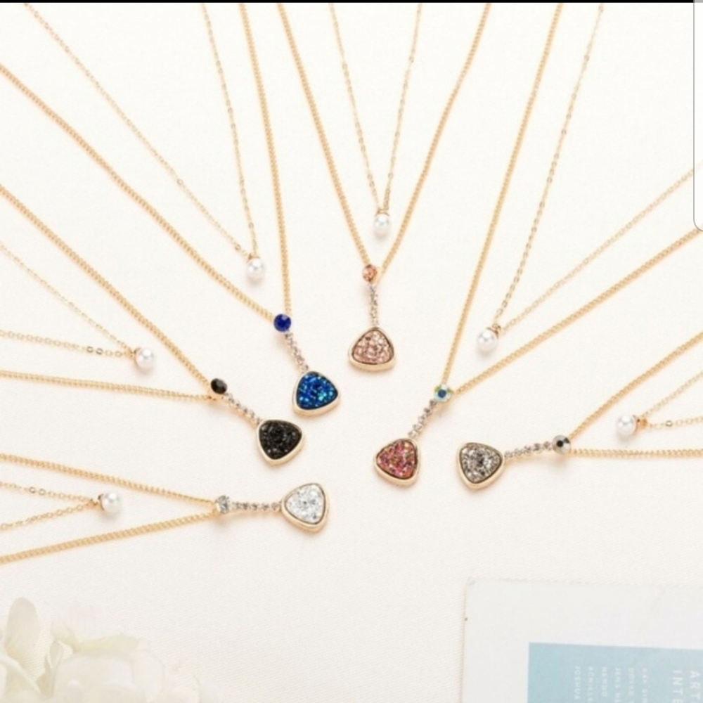 LAST 1! Rose gold layered druzy necklace - Picture 2 of 3